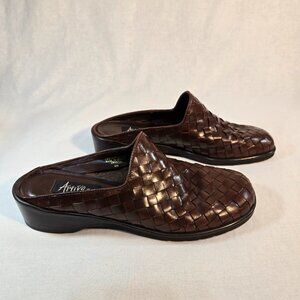 ARTIVIA LITES CRYSTAL Y2K Fairy Grunge Goth Brown Leather Heel Clog Mule Size 9M
